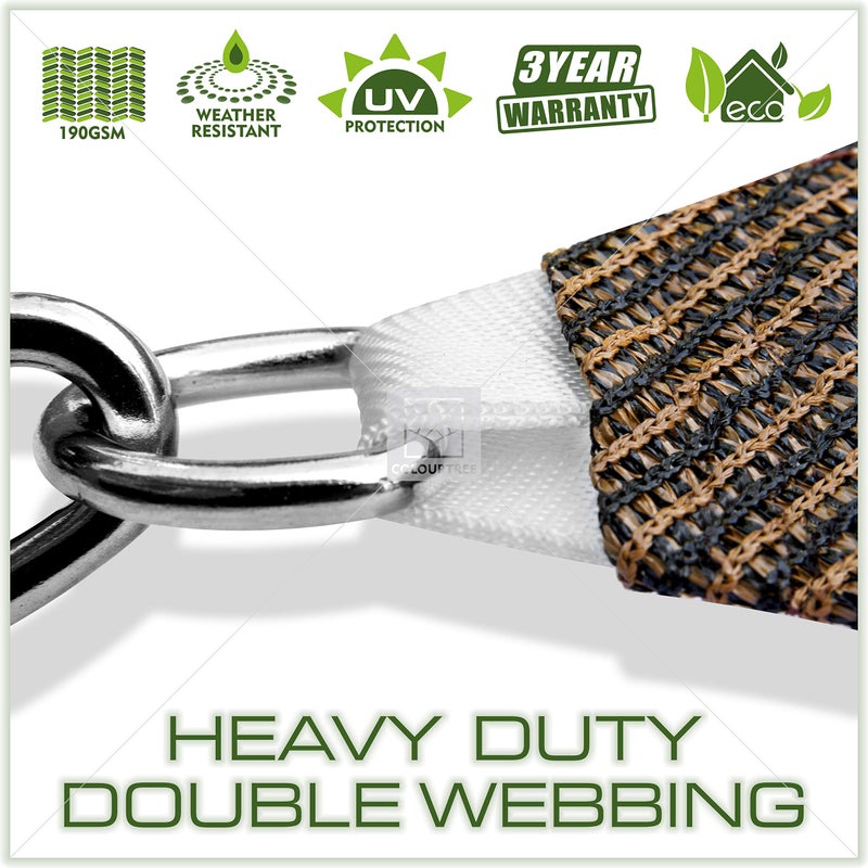 ColourTree 8' x 12' Brown Rectangle Sun Shade Sail Canopy Awning Shelter Fabric Cloth Screen - UV Block UV Resistant Heavy Duty Commercial Grade - Outdoor Patio Carport - (We Make Custom Size) - Image 5